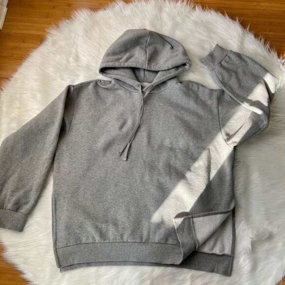 Everlane Heather Gray Hoodie Sweater Side Slit Size S - Picture 5 of 13